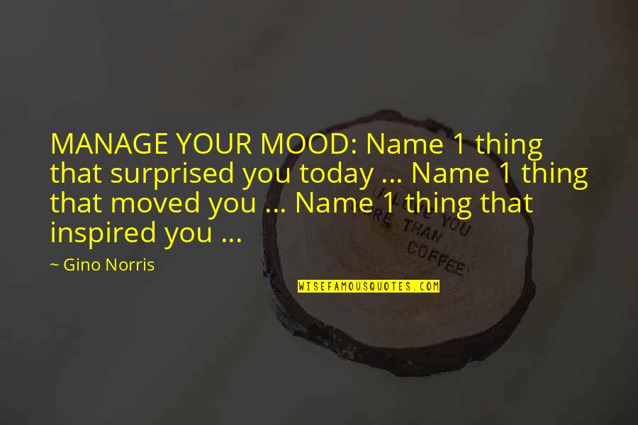 Change Perspective Quotes By Gino Norris: MANAGE YOUR MOOD: Name 1 thing that surprised