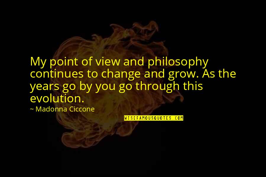 Change Point Of View Quotes By Madonna Ciccone: My point of view and philosophy continues to