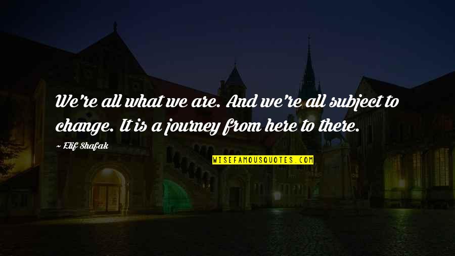 Change The Subject Quotes By Elif Shafak: We're all what we are. And we're all