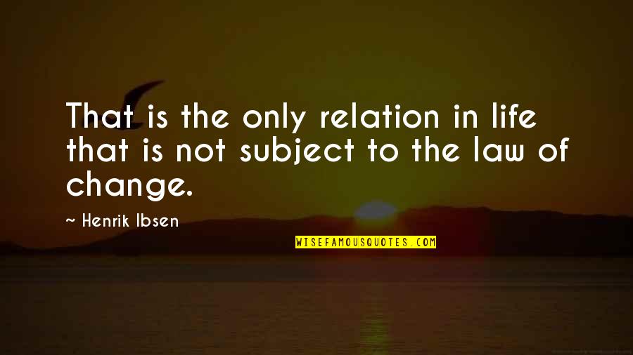 Change The Subject Quotes By Henrik Ibsen: That is the only relation in life that