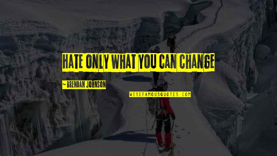 Change What You Can Quotes By Brendan Johnson: Hate only what you can change