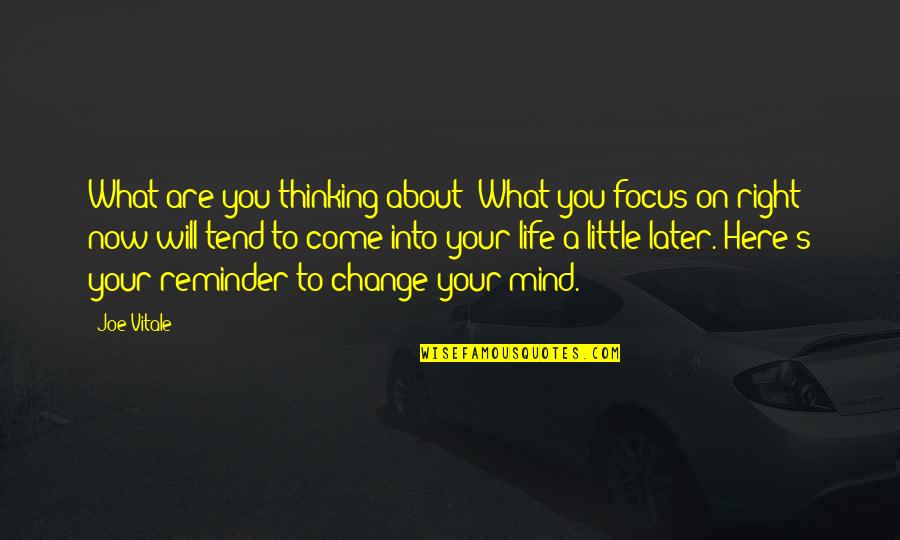 Change Your Life Now Quotes By Joe Vitale: What are you thinking about? What you focus