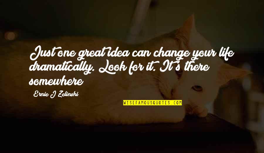 Change Your Life Quotes By Ernie J Zelinski: Just one great idea can change your life