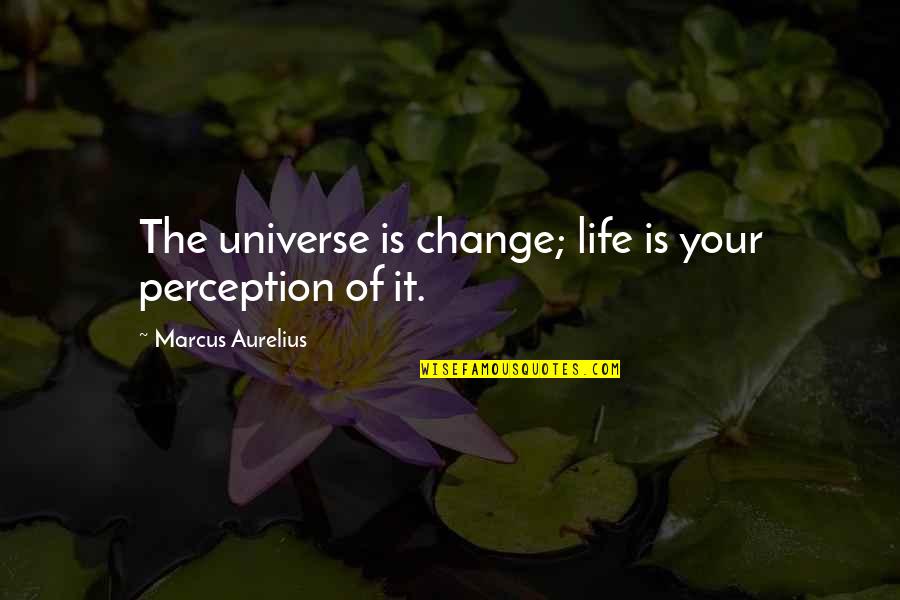 Change Your Perception Change Your Life Quotes By Marcus Aurelius: The universe is change; life is your perception Change Your Perception Change Your Life Quotes By Marcus Aurelius: The universe is change; life is your perception