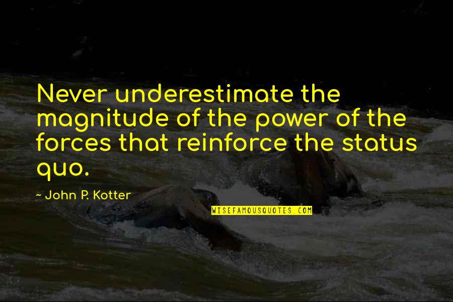 Changeling Deflores Quotes By John P. Kotter: Never underestimate the magnitude of the power of