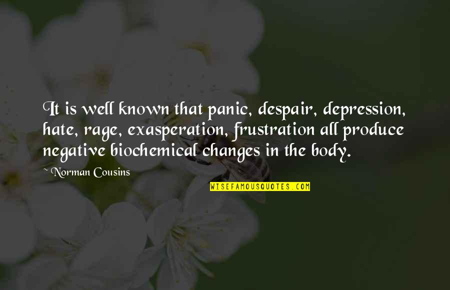 Changes In Body Quotes By Norman Cousins: It is well known that panic, despair, depression,