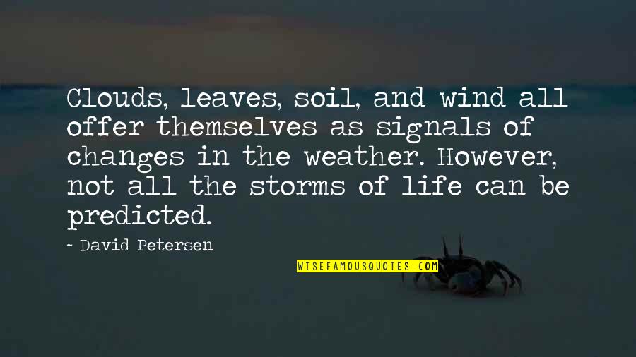Changes In My Life Quotes By David Petersen: Clouds, leaves, soil, and wind all offer themselves Changes In My Life Quotes By David Petersen: Clouds, leaves, soil, and wind all offer themselves