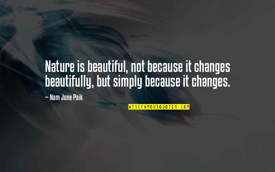 Changes In Nature Quotes By Nam June Paik: Nature is beautiful, not because it changes beautifully,