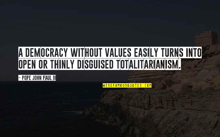 Changes In Workplace Quotes By Pope John Paul II: A democracy without values easily turns into open