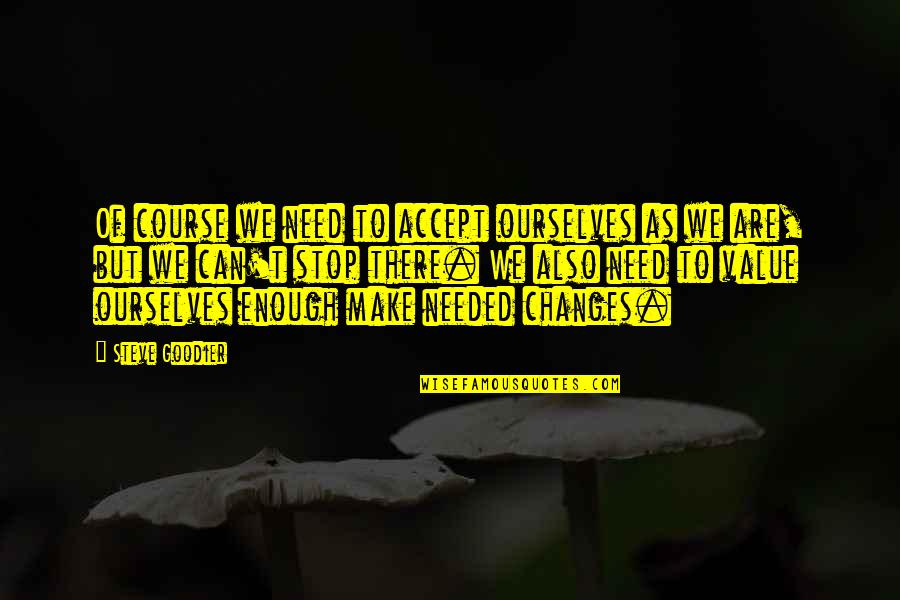 Changes Of Life Quotes By Steve Goodier: Of course we need to accept ourselves as Changes Of Life Quotes By Steve Goodier: Of course we need to accept ourselves as