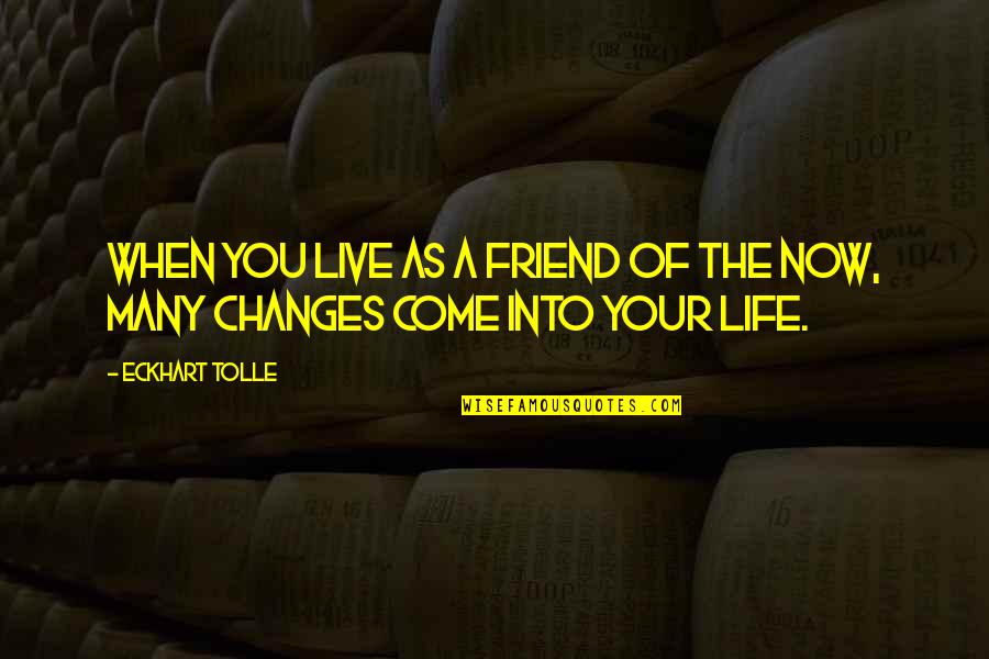 Changes When You Come Quotes By Eckhart Tolle: When you live as a friend of the