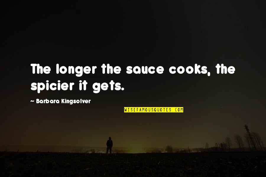 Changey Quotes By Barbara Kingsolver: The longer the sauce cooks, the spicier it