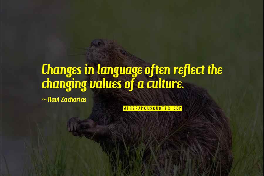 Changing A Culture Quotes By Ravi Zacharias: Changes in language often reflect the changing values Changing A Culture Quotes By Ravi Zacharias: Changes in language often reflect the changing values