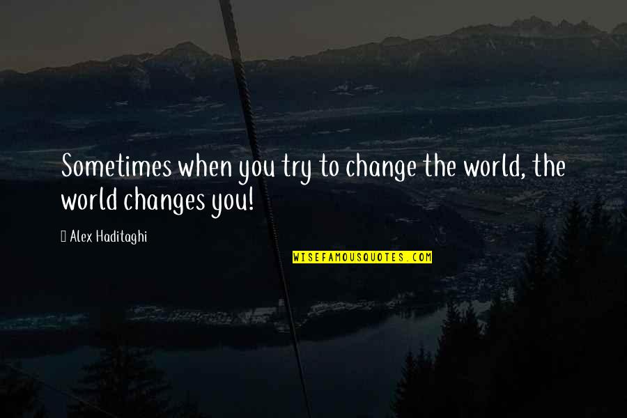 Changing The Life Quotes By Alex Haditaghi: Sometimes when you try to change the world,