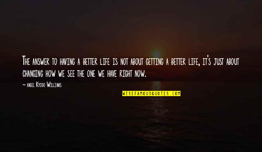 Changing The Life Quotes By Angel Kyodo Williams: The answer to having a better life is