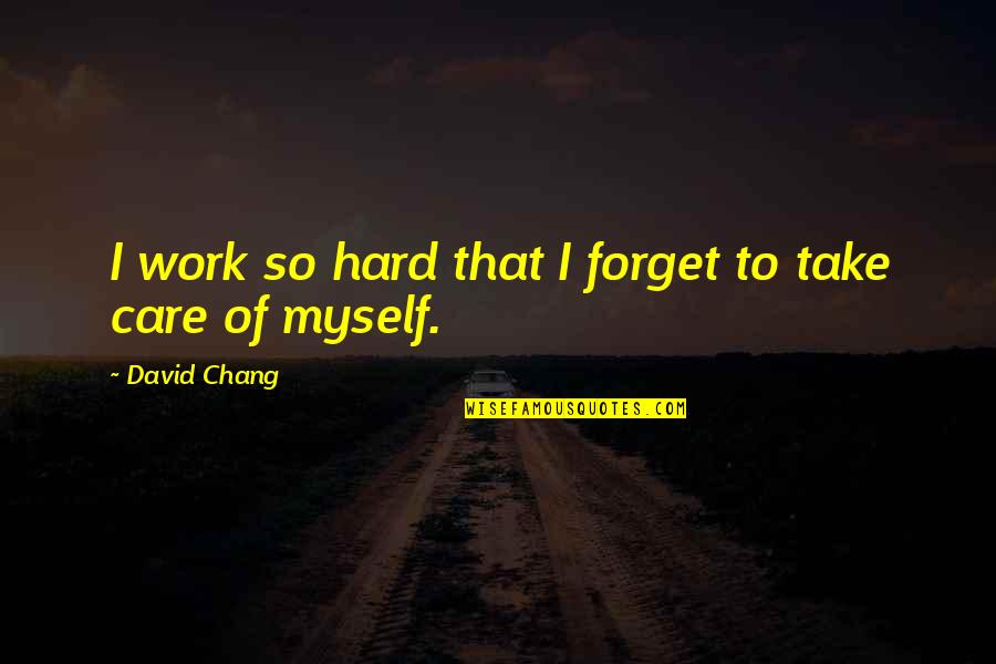 Chang's Quotes By David Chang: I work so hard that I forget to