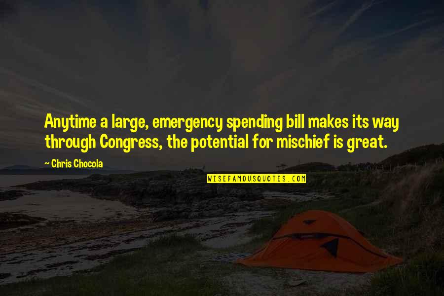 Chanya Pro Quotes By Chris Chocola: Anytime a large, emergency spending bill makes its