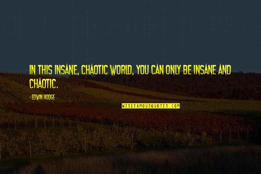 Chaotic Quotes By Edwin Hodge: In this insane, chaotic world, you can only