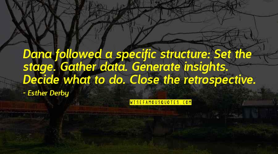 Chapko Lewis Quotes By Esther Derby: Dana followed a specific structure: Set the stage.