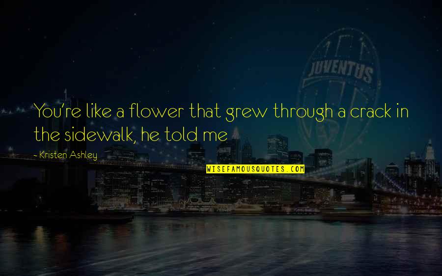 Chaplain Inspirational Quotes By Kristen Ashley: You're like a flower that grew through a