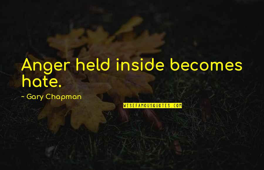 Chapman Quotes By Gary Chapman: Anger held inside becomes hate.