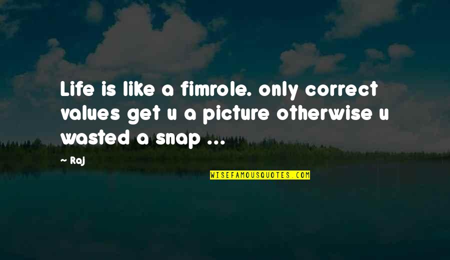 Chappelow Quotes By Raj: Life is like a fimrole. only correct values