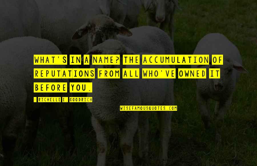 Character And Reputation Quotes By Richelle E. Goodrich: What's in a name? The accumulation of reputations