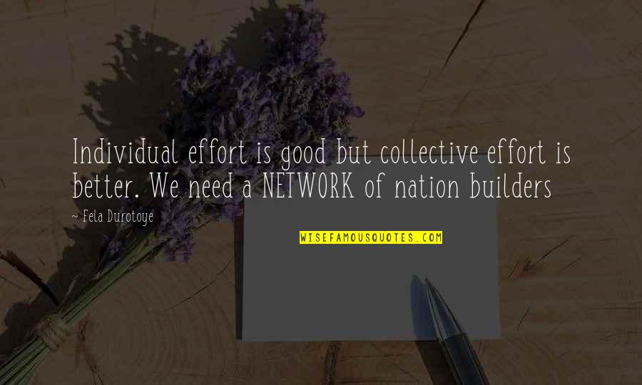 Character And Values Quotes By Fela Durotoye: Individual effort is good but collective effort is