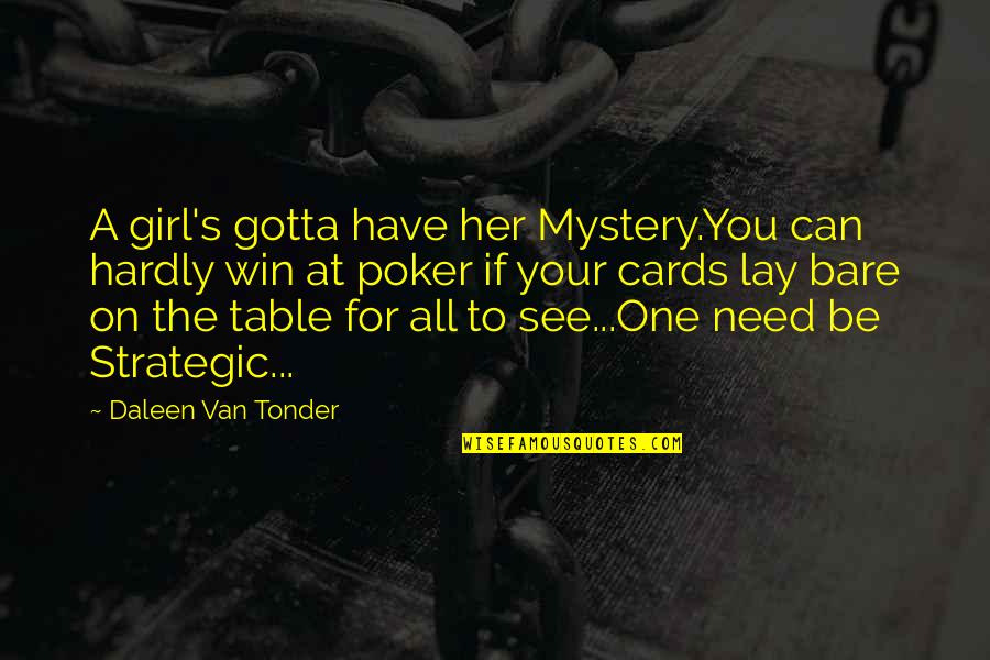 Character Of Woman Quotes By Daleen Van Tonder: A girl's gotta have her Mystery.You can hardly