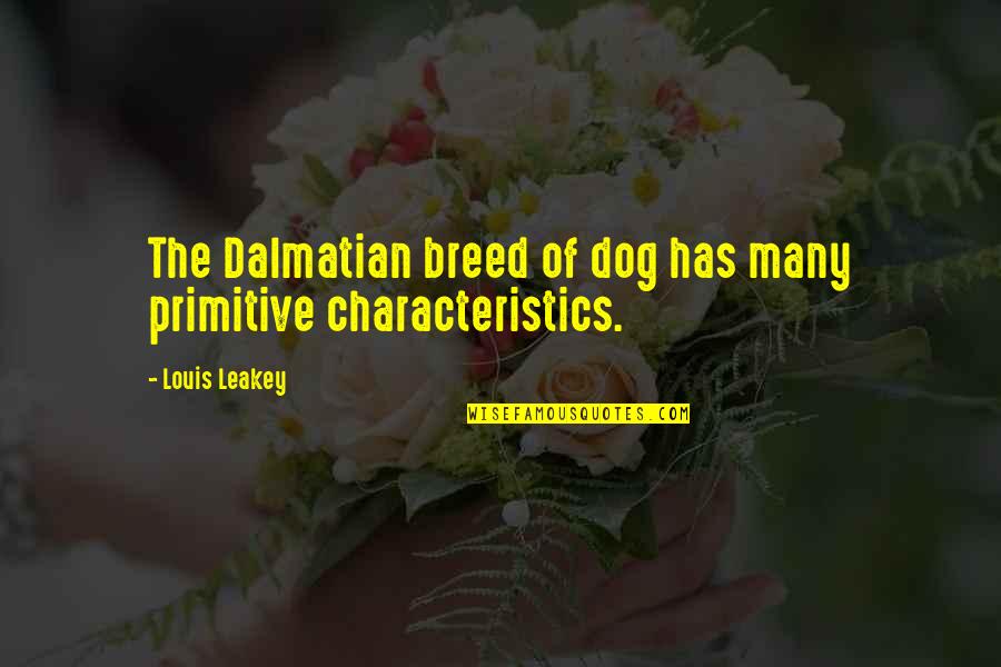 Characteristics Quotes By Louis Leakey: The Dalmatian breed of dog has many primitive