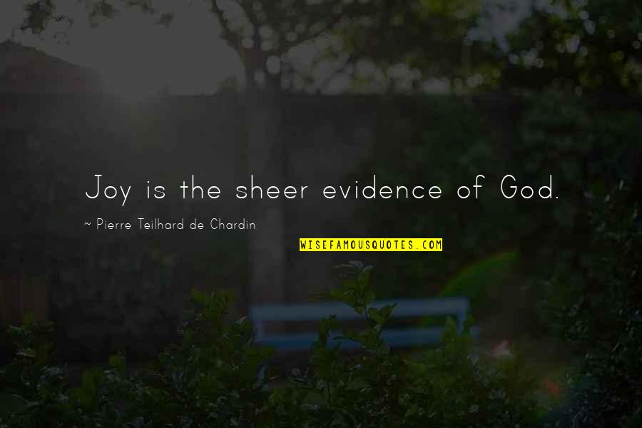 Chardin Quotes By Pierre Teilhard De Chardin: Joy is the sheer evidence of God.