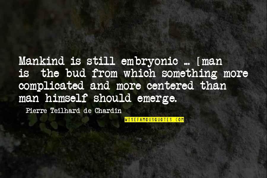 Chardin Quotes By Pierre Teilhard De Chardin: Mankind is still embryonic ... [man is] the