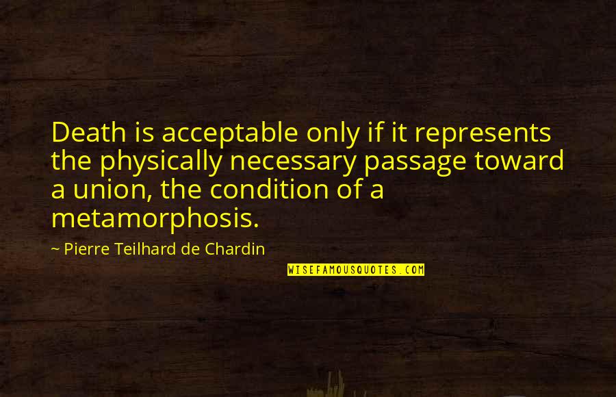 Chardin Teilhard Quotes By Pierre Teilhard De Chardin: Death is acceptable only if it represents the