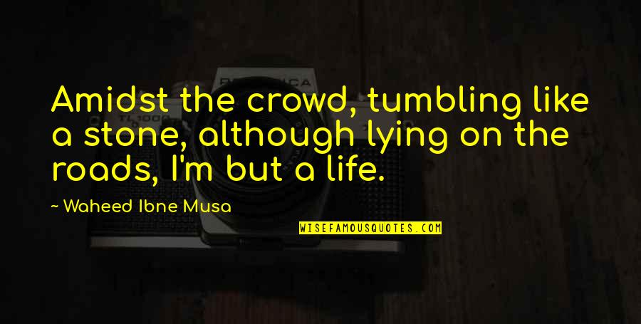 Charese Edelman Quotes By Waheed Ibne Musa: Amidst the crowd, tumbling like a stone, although Charese Edelman Quotes By Waheed Ibne Musa: Amidst the crowd, tumbling like a stone, although