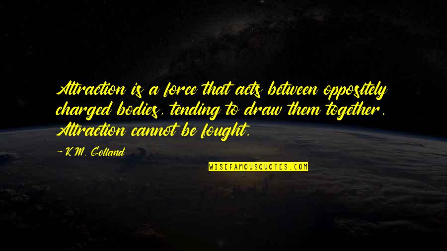 Charged Quotes By K.M. Golland: Attraction is a force that acts between oppositely