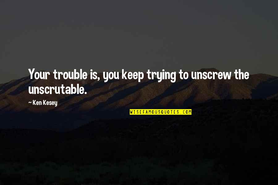 Charger Plate Quotes By Ken Kesey: Your trouble is, you keep trying to unscrew
