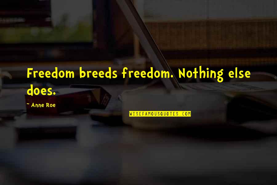 Charishma Alur Quotes By Anne Roe: Freedom breeds freedom. Nothing else does. Charishma Alur Quotes By Anne Roe: Freedom breeds freedom. Nothing else does.