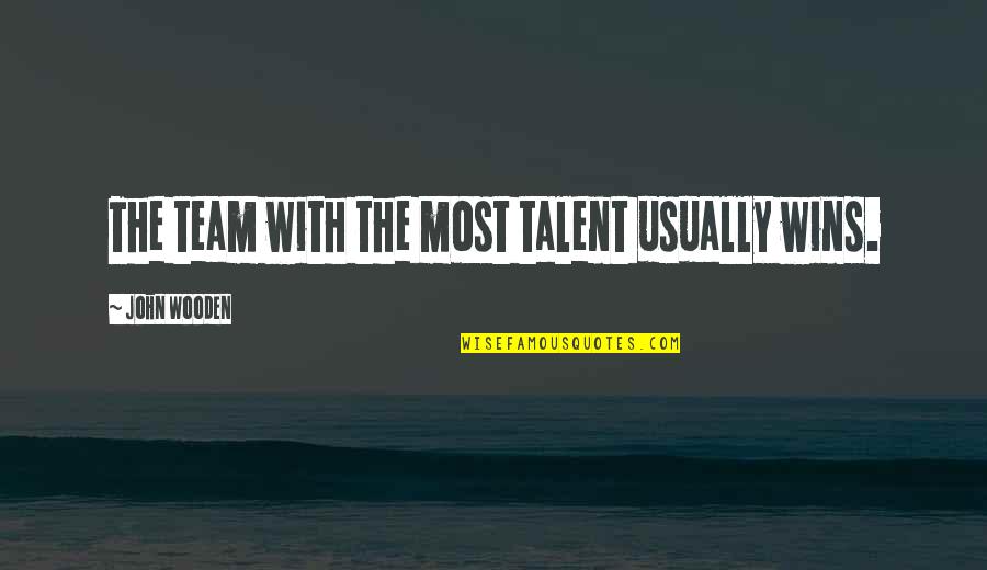 Charishma Alur Quotes By John Wooden: The team with the most talent usually wins. Charishma Alur Quotes By John Wooden: The team with the most talent usually wins.