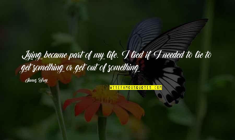 Charishma Shreekar Quotes By James Frey: Lying became part of my life. I lied