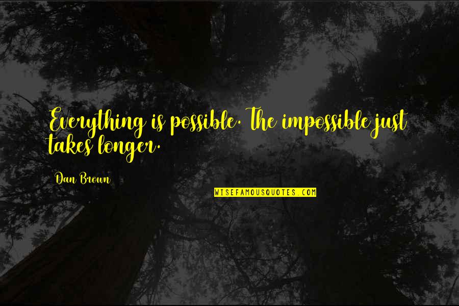 Charitie Quotes By Dan Brown: Everything is possible. The impossible just takes longer.