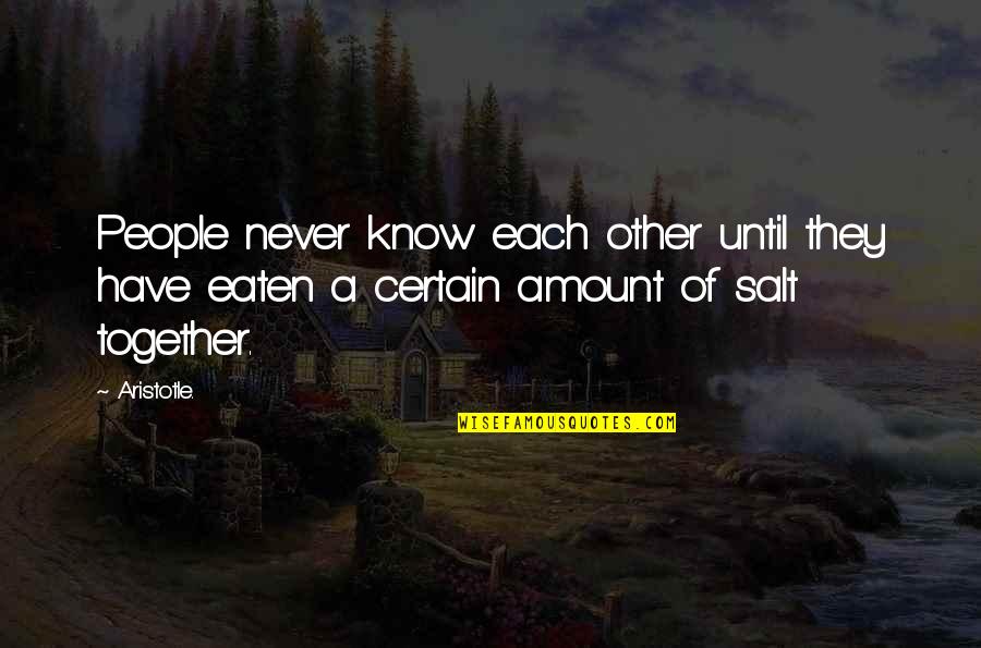 Charitra Quotes By Aristotle.: People never know each other until they have