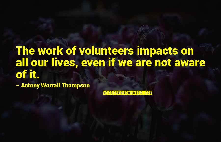 Charity Work Quotes By Antony Worrall Thompson: The work of volunteers impacts on all our