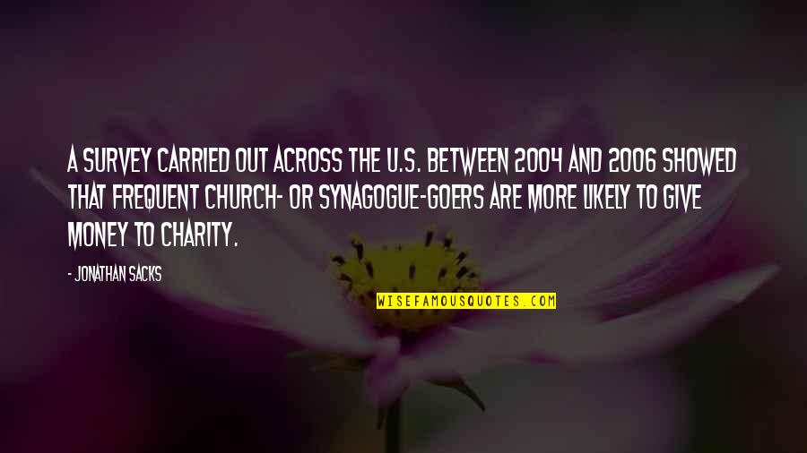Charity's Quotes By Jonathan Sacks: A survey carried out across the U.S. between Charity's Quotes By Jonathan Sacks: A survey carried out across the U.S. between