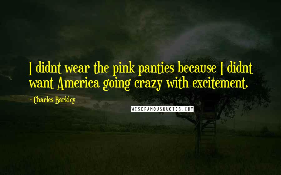 Charles Barkley quotes: I didnt wear the pink panties because I didnt want America going crazy with excitement.