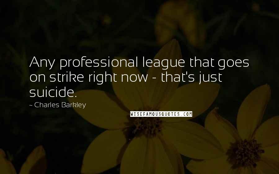 Charles Barkley quotes: Any professional league that goes on strike right now - that's just suicide.