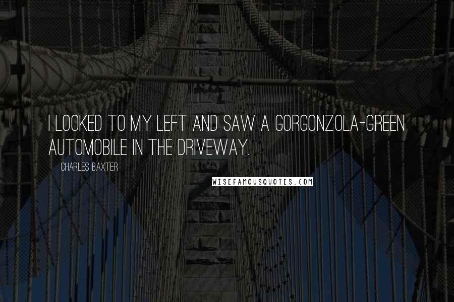 Charles Baxter quotes: I looked to my left and saw a gorgonzola-green automobile in the driveway.