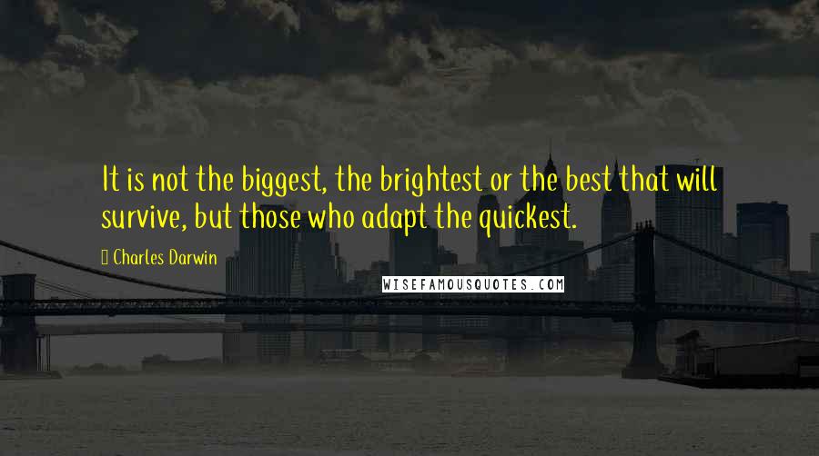 Charles Darwin quotes: It is not the biggest, the brightest or the best that will survive, but those who adapt the quickest.