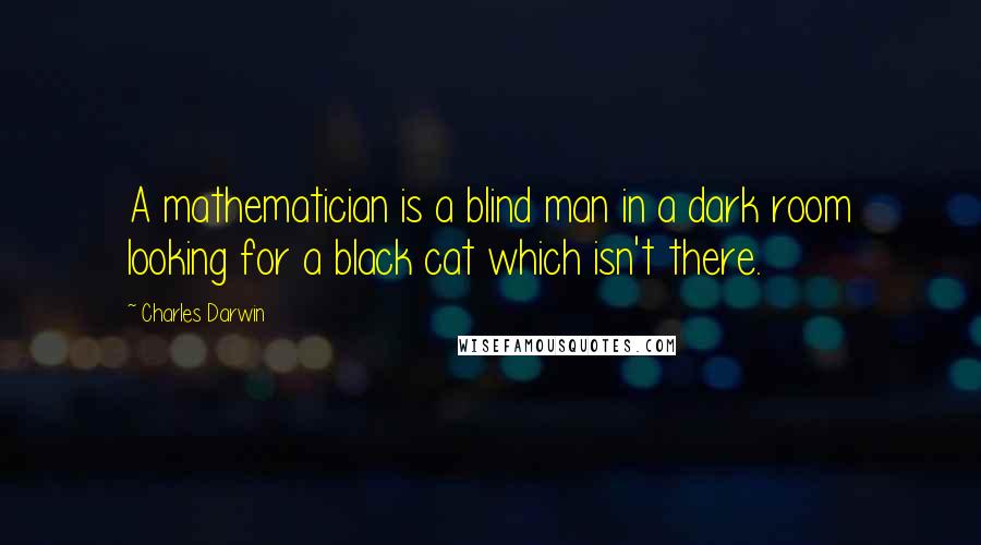 Charles Darwin quotes: A mathematician is a blind man in a dark room looking for a black cat which isn't there.