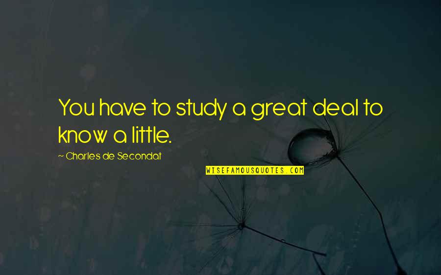 Charles De Secondat Quotes By Charles De Secondat: You have to study a great deal to