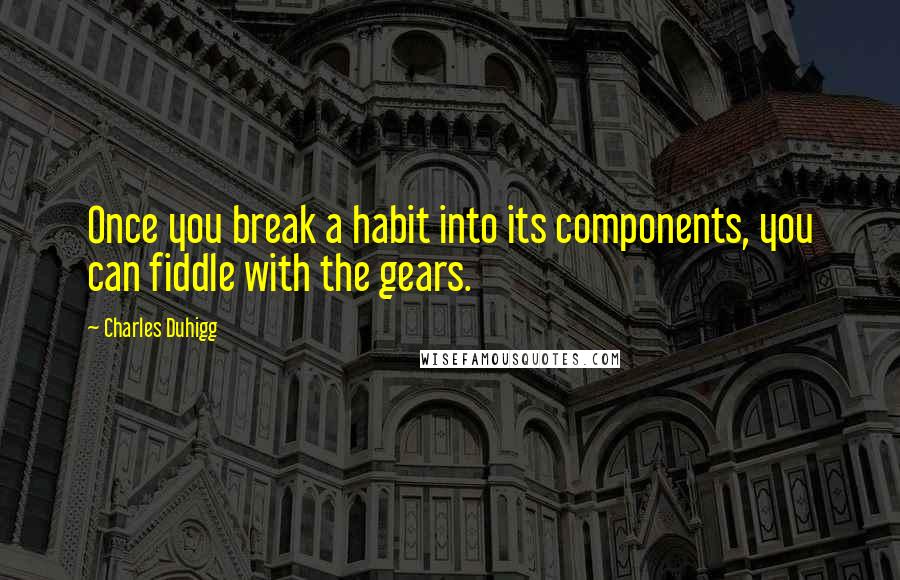 Charles Duhigg quotes: Once you break a habit into its components, you can fiddle with the gears.